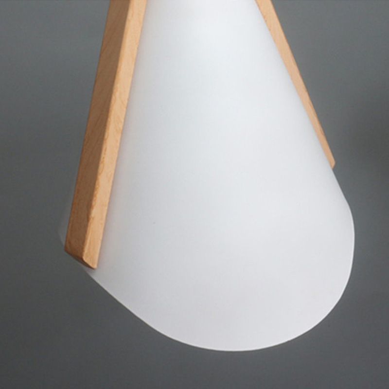 Lámpara de suspensión de diseño de metal de grano de madera nórdica de estilo nórdico de 1 luces en blanco