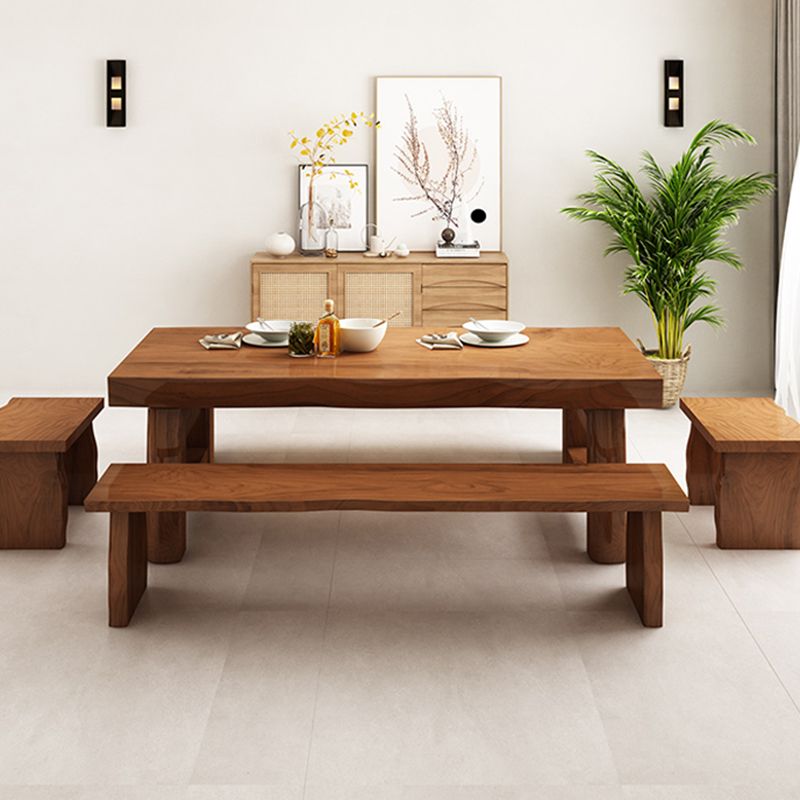 Rectangle Double Pedestal Dining Table Modern Pine Wood Table for Kitchen Use