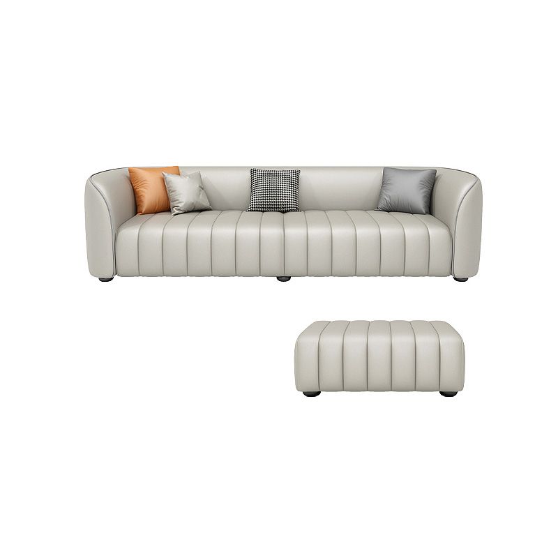Beige Faux Leather Straight Arm Sofa/Sectional with Stain-Resistant and Wear-Resisting