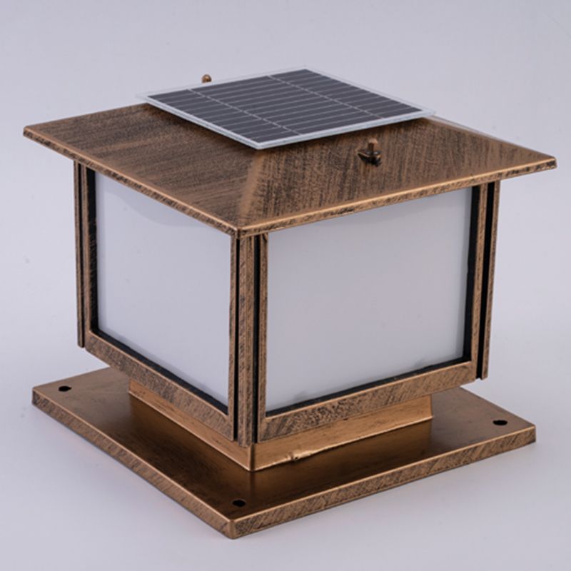 Contemporary Pillar Light Geometric LED Solar Lighting Fixture for Garden