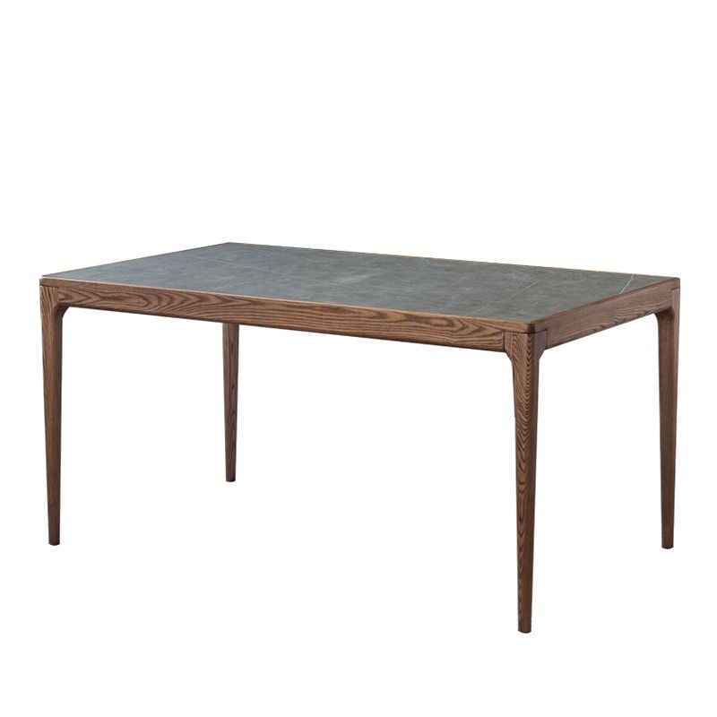 Sintered Stone Grey Dining Table Mid-Century Modern 4 Legs Table for Dining Room