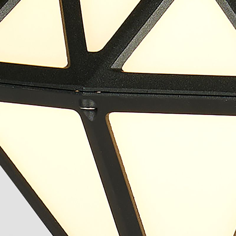 Contemporary Metal Pillar Lamp Diamond Shape Outdoor Waterproof Light with Plastic Shade