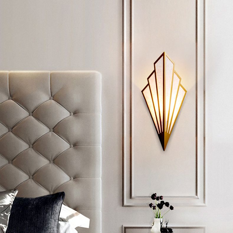 Post-modern Style Metal Geometric Wall Lamp Creative Fabric Shade Wall Mount Light in Electroplated Gold