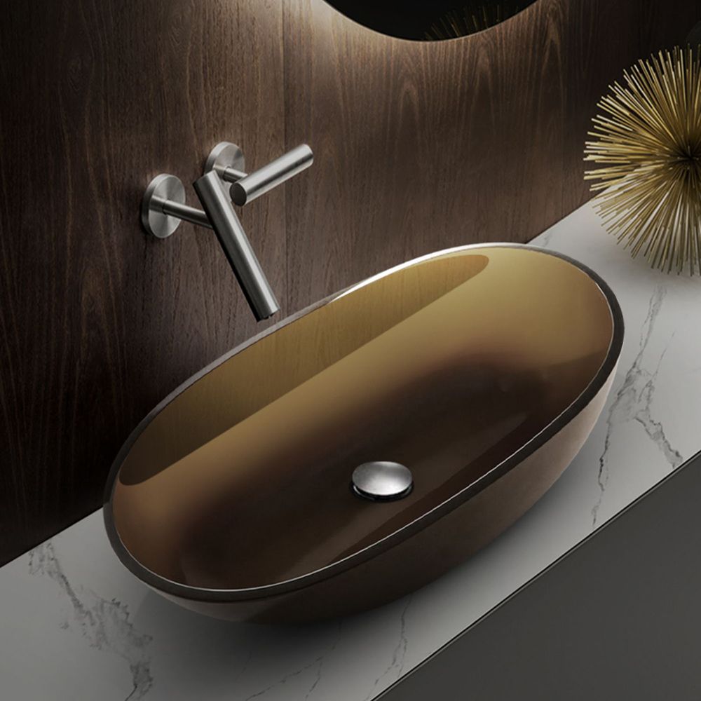 Modern Vessel Bathroom Sink Oval Resin Vessel Lavatory Sink(Not Including Faucet)