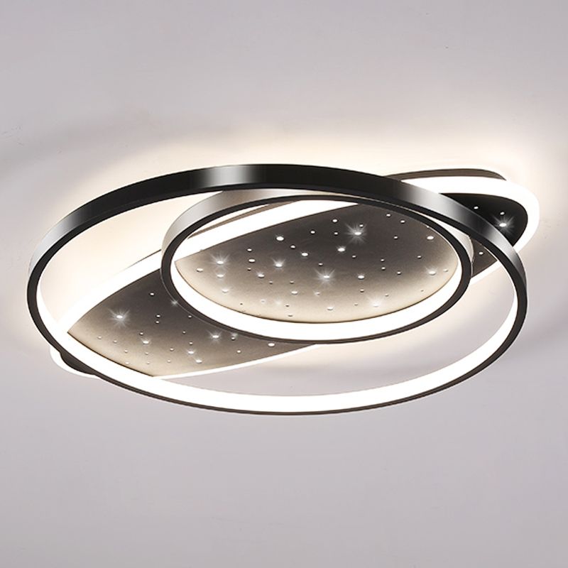 Modern Geometry Shape Ceiling Lamp Iron 2 Lights Flush Mount for Living Room Bedroom
