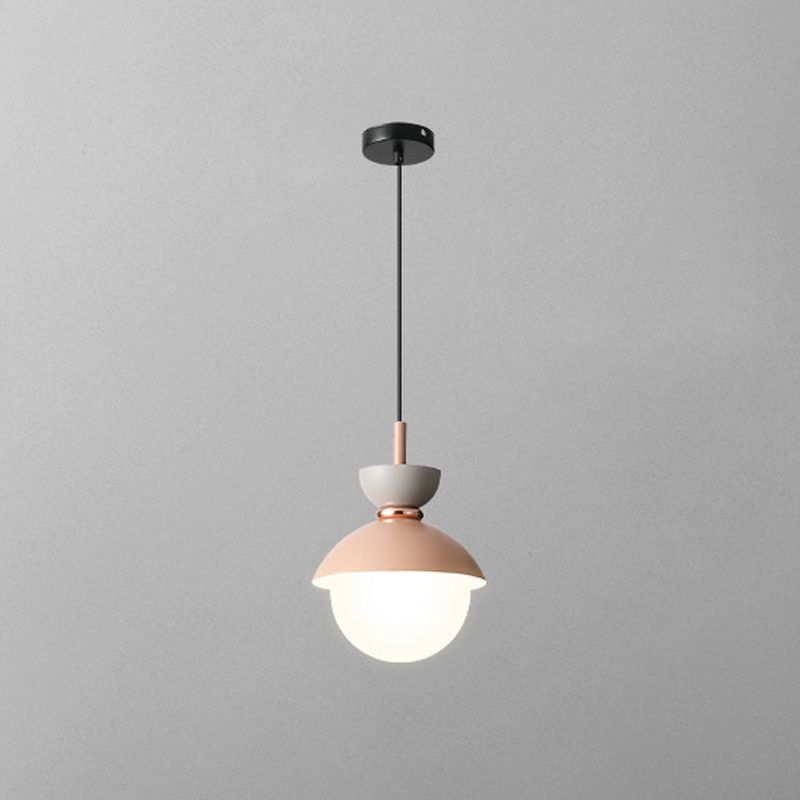 Pendre de chevet de chevet à un seul bulbe Style de macaron petite lumière suspendue avec une teinte en verre