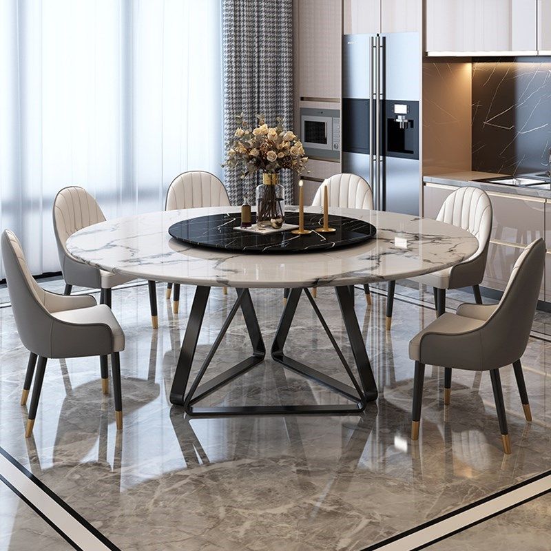 Marble Dining Table Contemporary Dining Site Table with Pedestal Base