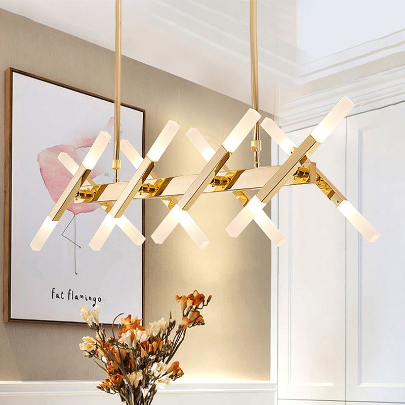 Acrylic Tube Island Pendant Modern 16/20 Lights Black/White/Gold Ceiling Pendant Light for Dining Room