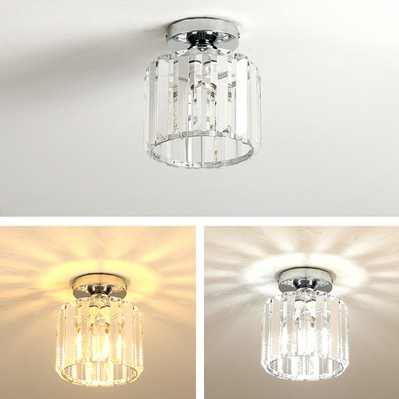 5.9 Inches Wide Mini Crystal Ceiling Light Single Bulb Modern Lighting Fixture for Fitting Room