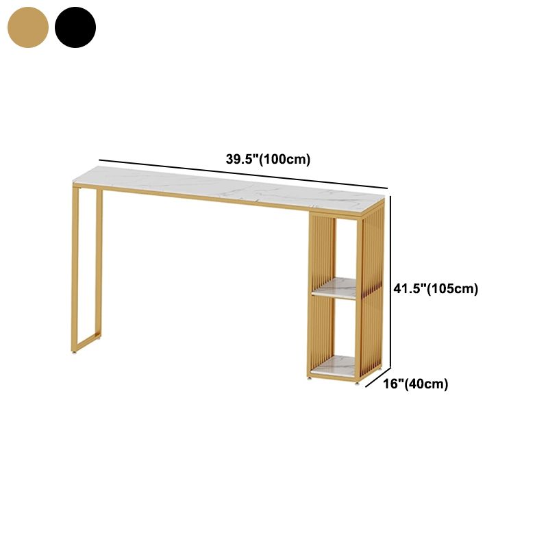 Modern 1/3 Pieces Bar Table Set Rectangle Stone Counter Table with High Stools for Kitchen