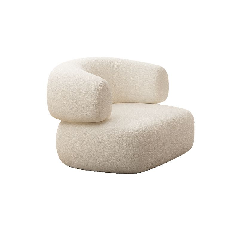 Sloped Arm Curved Sofa Contemporary Tight Back in Beige for Living Room