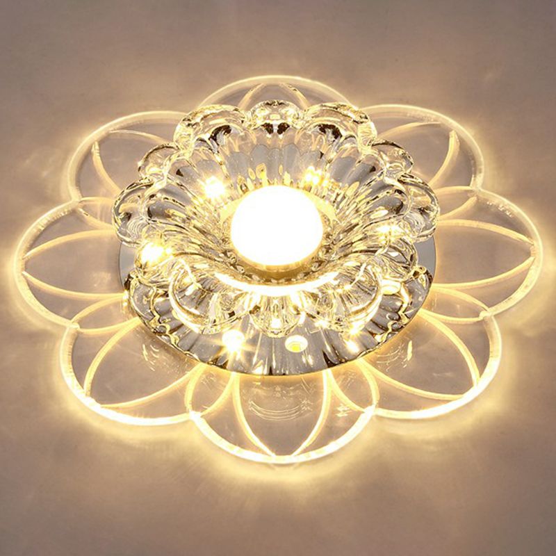 Plafonnier LED encastrable pour couloir de fleurs, plafonnier en cristal Simplicity en transparent