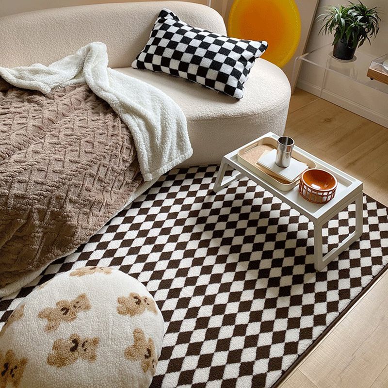 Tapis moderne brun motif géométrique Polyester Area Tapis résistant aux taches pour la décoration intérieure