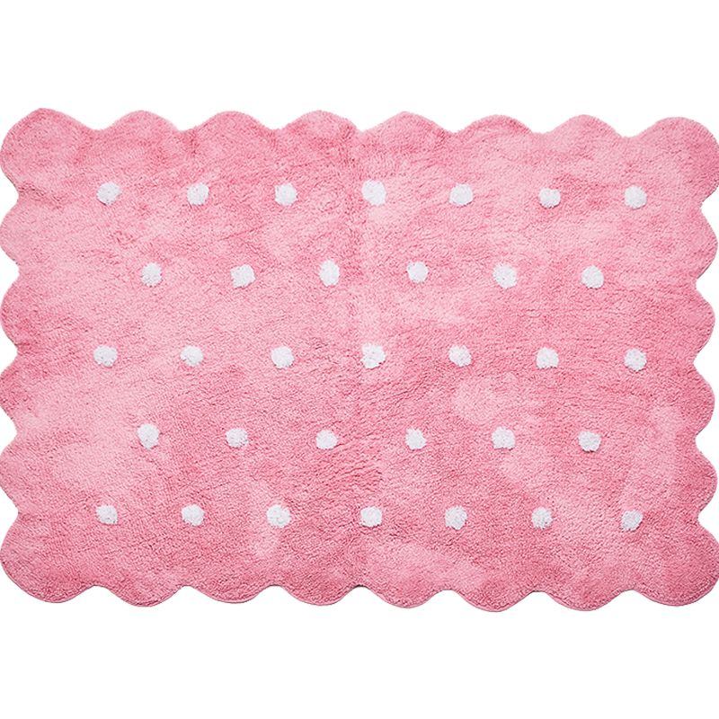 Tapis irrégulier pour enfants élégants dans le tapis de motif à pois rose et gris