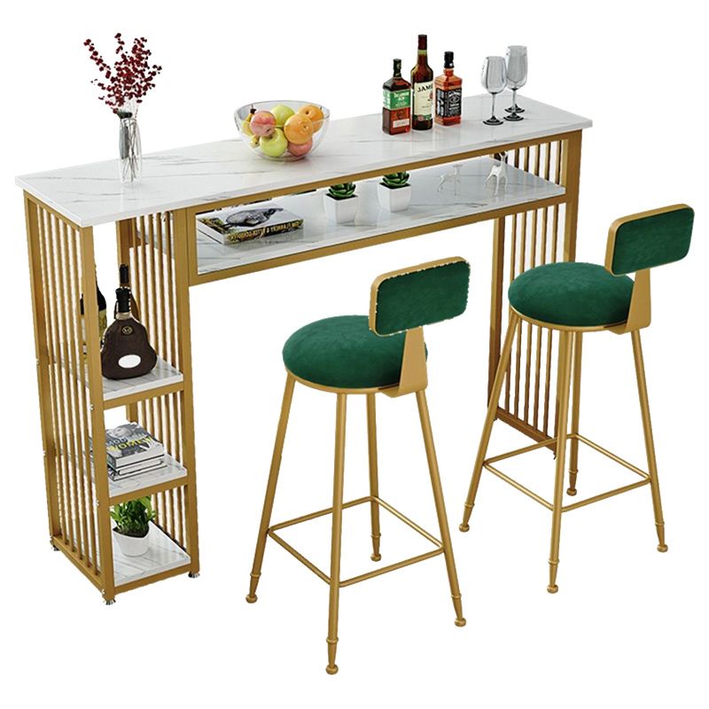 Glam Indoor Bar Dining Table Rectangle Bar Stool Table with Storage