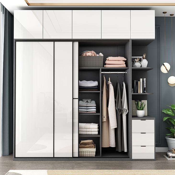 Modern Wooden Wardrobe White Bedroom Wardrobe Closet with 2 Doors
