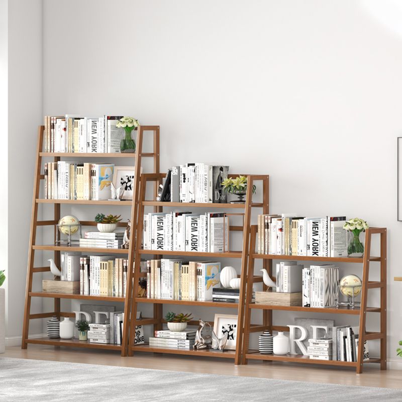 Modern Open Back Ladder Bookshelf Engineered Wood Bookcase with Shelves
