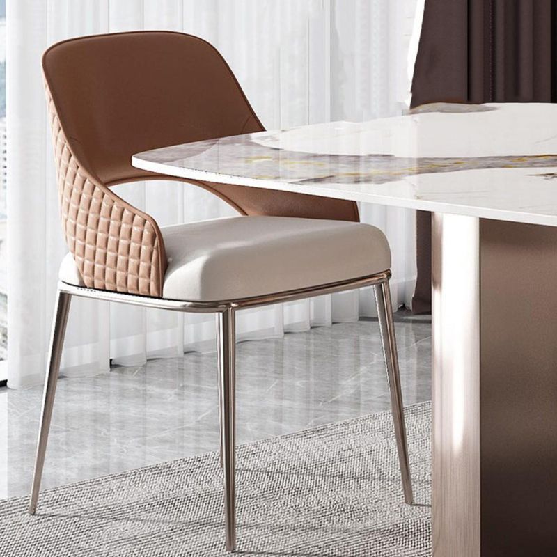 Glam Kitchen Dining Chair Metal Legs Open Back Dining Arm Chair