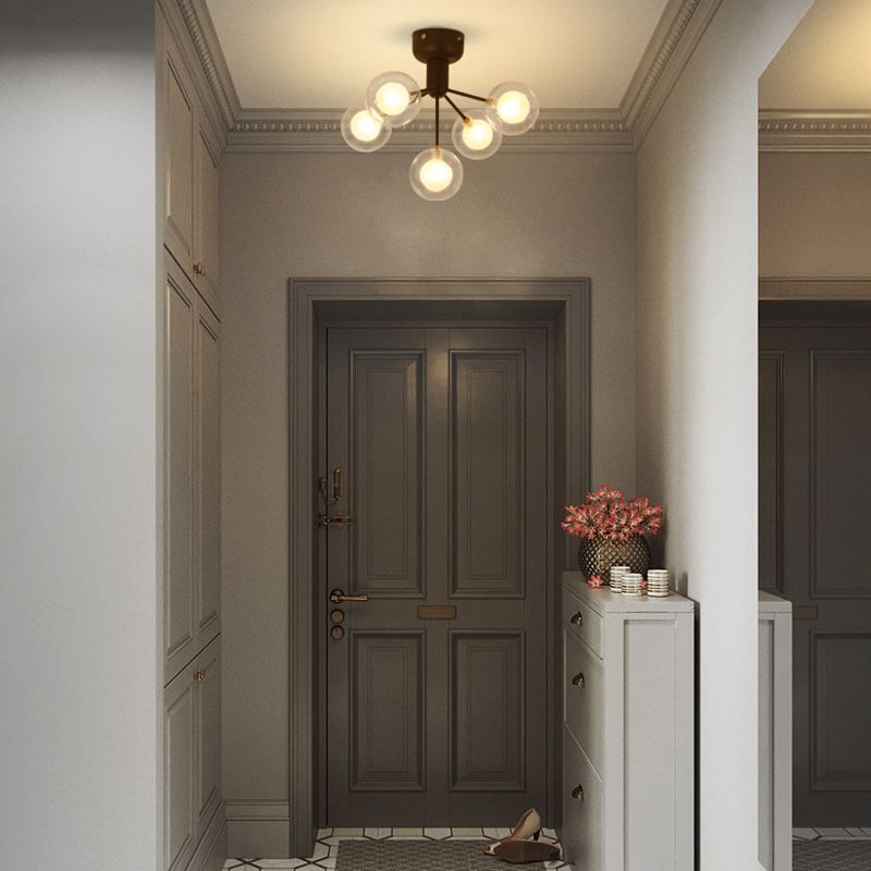 Sputnik Ceiling Lighting Contemporary 5-Light Semi Flush Mount for Hallway