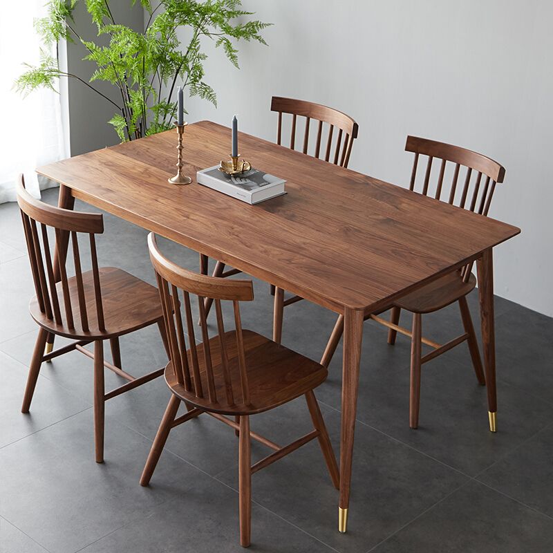 Table à manger de noyer noir de style luxueux Table rectangle de base de 4 jambes pour la maison