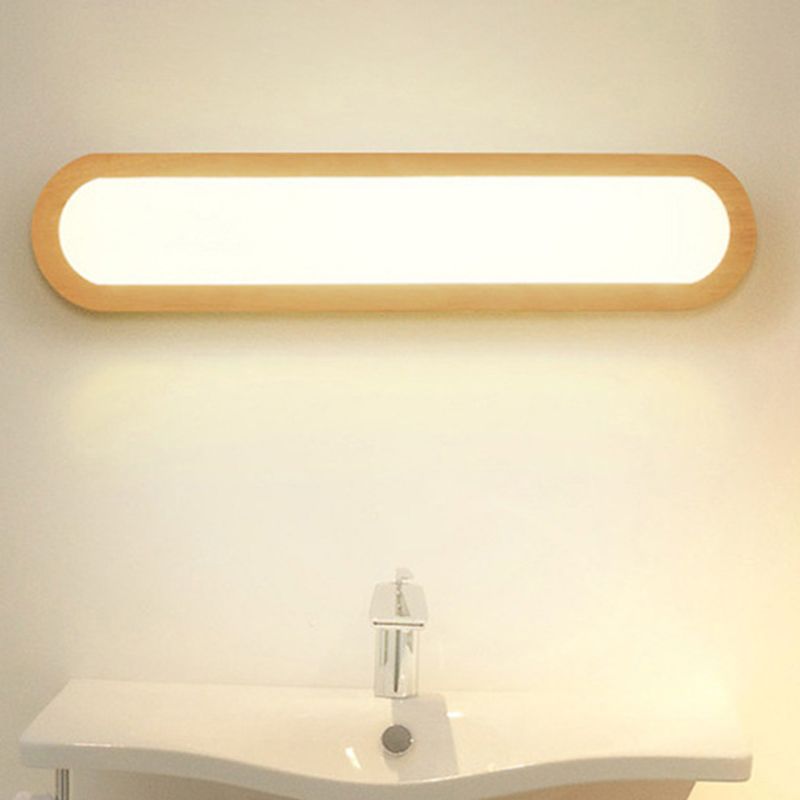 Linear ovale en bois rincier mural simplicité en acrylique LED Vanité murale pour chambre à coucher