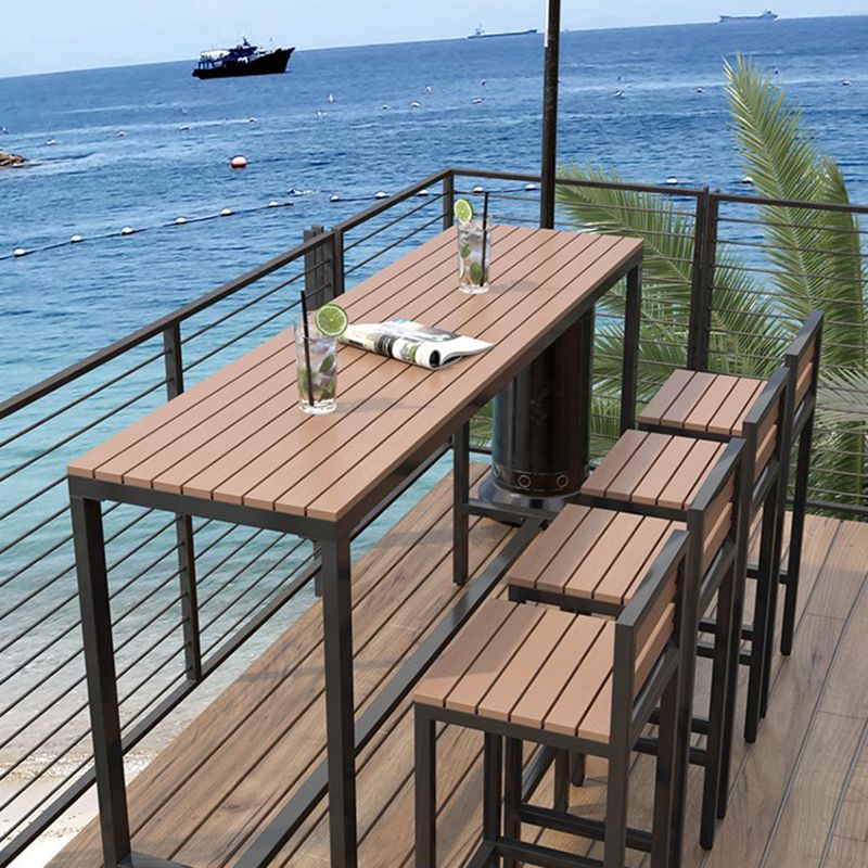 Brown Manufactured Wood Bar Table Industrial Rectangle Patio Table