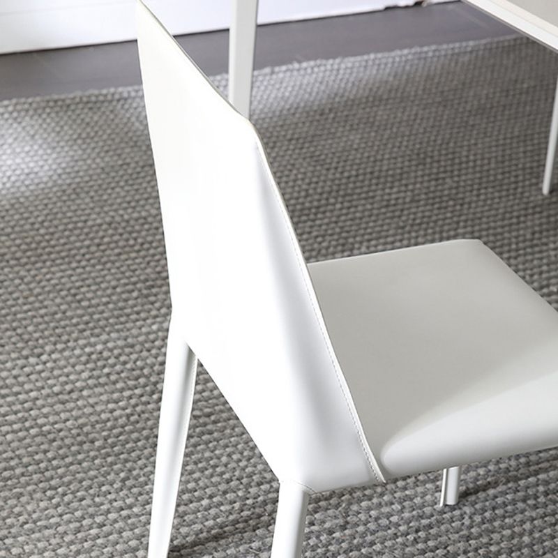 Parsons Armless Dining Chairs Indoor Dining Room Faux Leather Side Chair