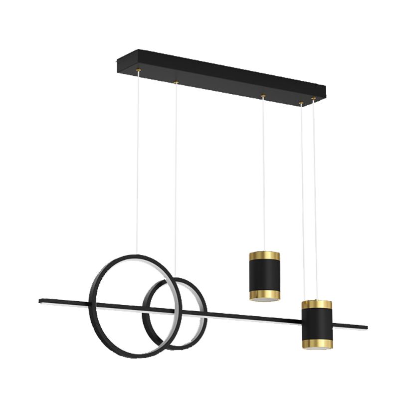 5 Light Cylinder Island Lighting Fixtures Contemporary Metal Chandelier Light