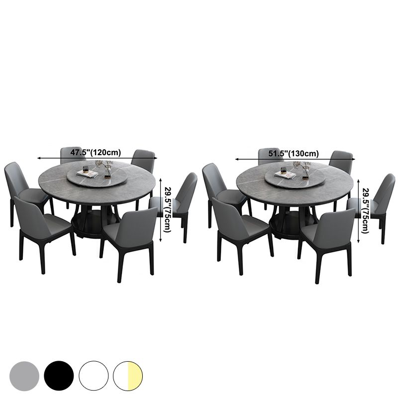 Contemporary Sintered Stone Round Dining Table Standard Kitchen Dining Table with Pedestal Base