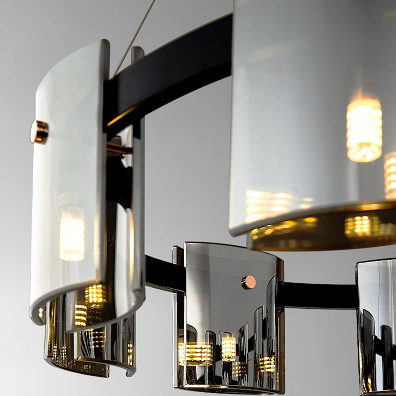 Moderner Kronleuchter helles Glas Metall Anhänger Licht für Wohnzimmer