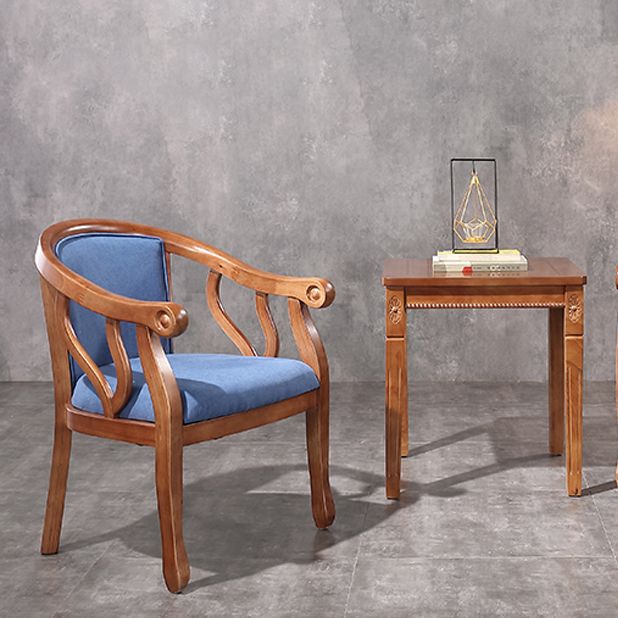 Silla de comedor de madera tradicional, silla de comedor de tela de lino para uso en restaurantes