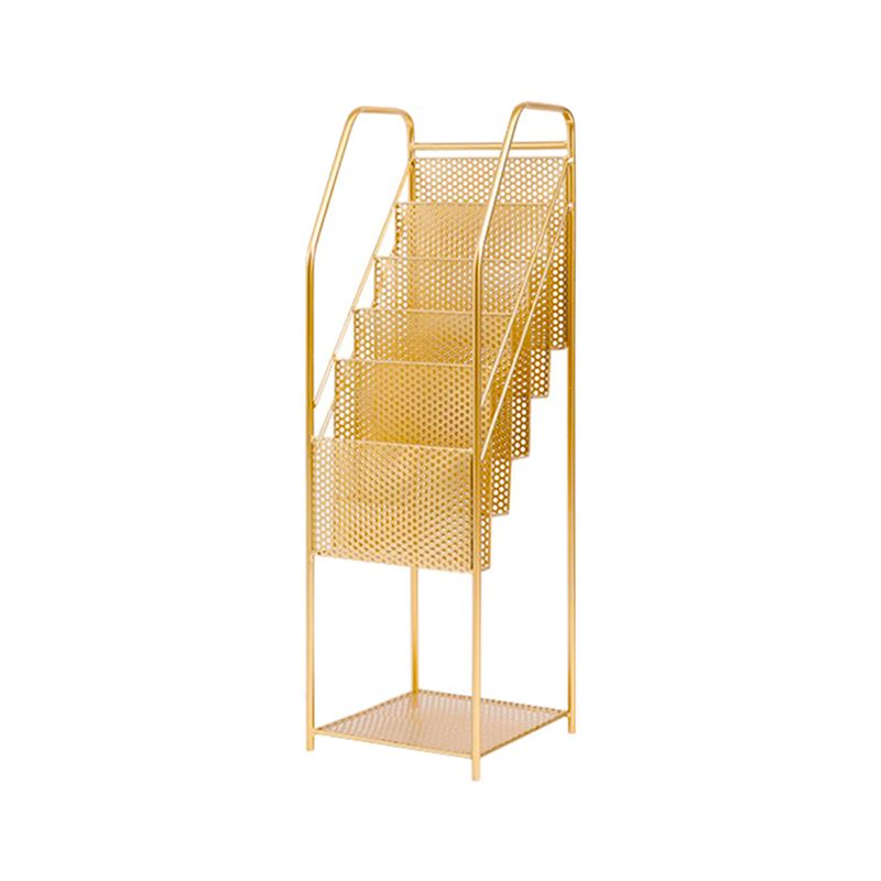 Modern Style Vertical Metal Bookshelf Closed Back Bookcase with Shelves