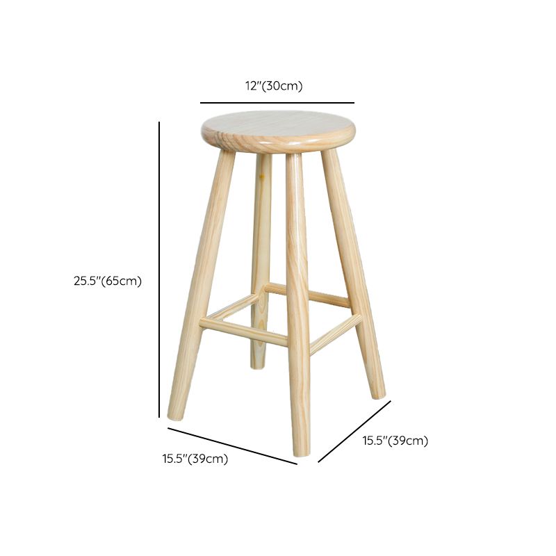 Industrial Solid Wood Bar Stool Backless Counter Stool for Living Room