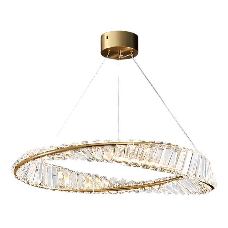 Contemporary Ring Chandelier Light Fixture Beveled Crystal Pendant Chandelier