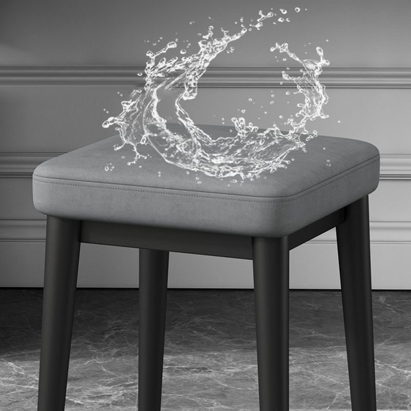 Square Ottoman Solid Color Upholstered Metal Frame Fabric Standard Ottoman