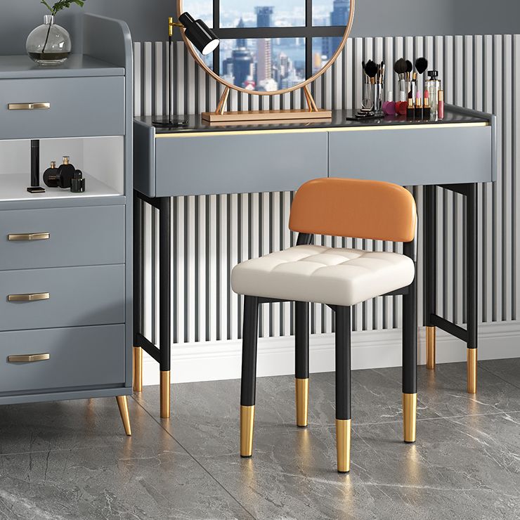 Modern Armless Backrest Cushion Chair with Metal Legs for Dining Room