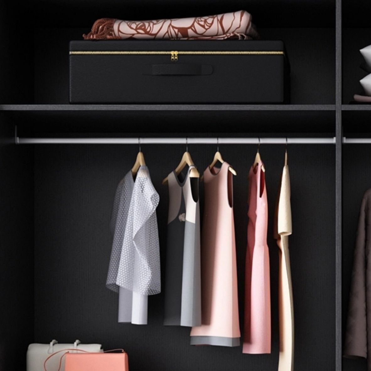 Grey Contemporary Wardrobe Cabinet Wooden Wardrobe Armoire with Drawer