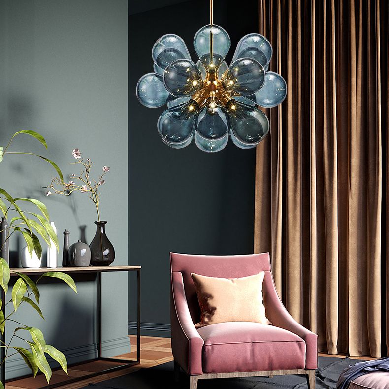 Modern Style Balloon Chandelier Glass Living Room Hanging Light in Gold