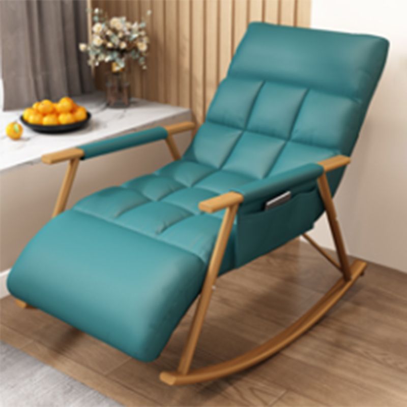 Modern Style Rocking Chair Faux Leather Upholstered Chair with Storage