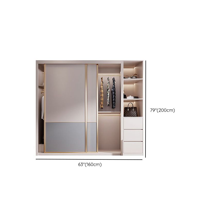 Bedroom Wooden Wardrobe Armoire Coastal Style Sliding Doors Storage Cabinet