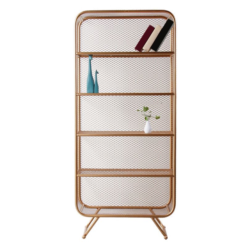 Contemporary Standard Metal Bookcase Closed Back Bookshelf with Rectangular Shelves