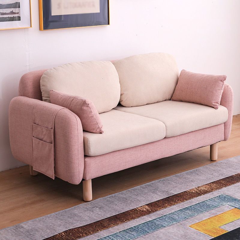 Scandinavian Loveseat with Two Pillow Back and Storage for Apartment