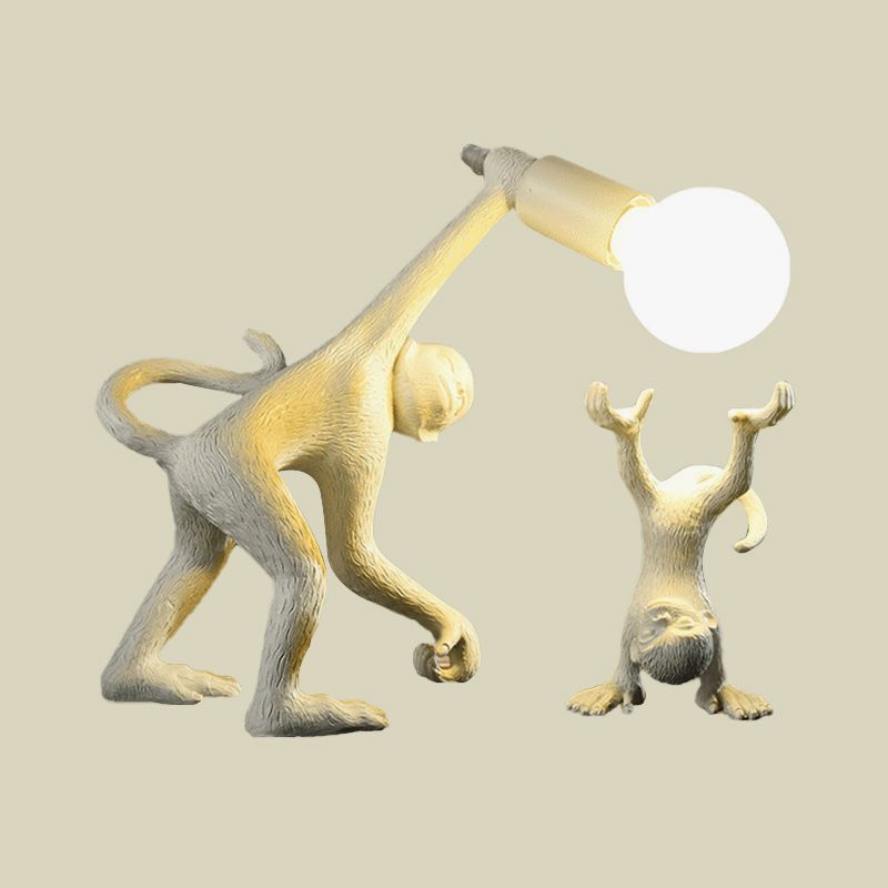 Resin Monkey Shape Night Table Light Creative 1 Bulb Gold/White/Black Reading Lighting for Bedroom