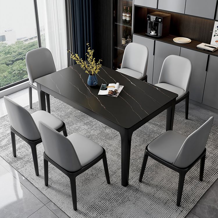 Mesa de comedor bicolor de piedra sinterizada Mesa de comedor Mid-Century de 4 patas