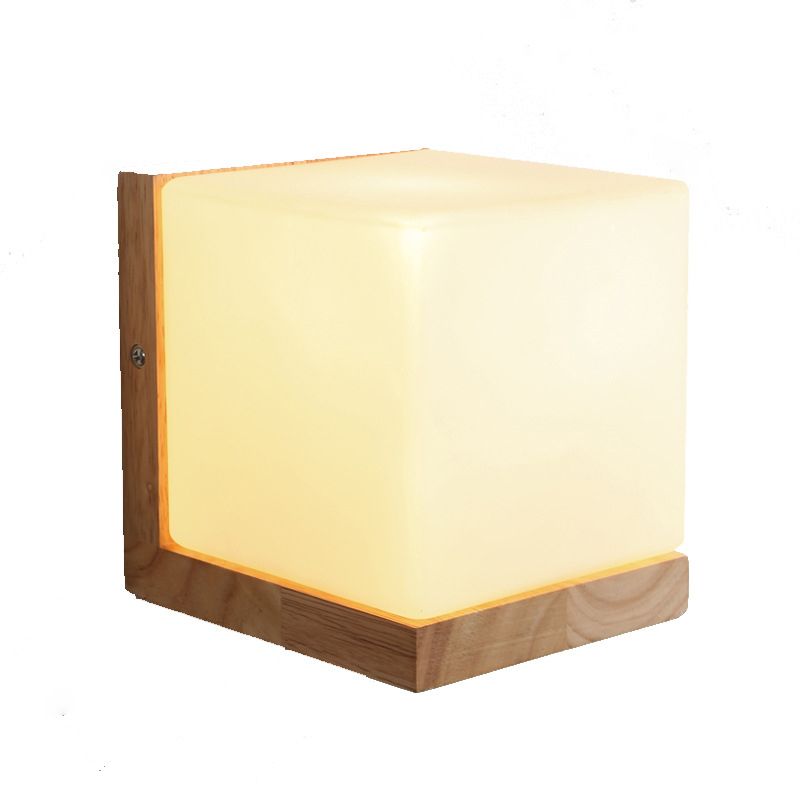 Madera de sombra geométrica luces de pared moderna simple 1 cabeza de montaje de pared de la pared en blanco