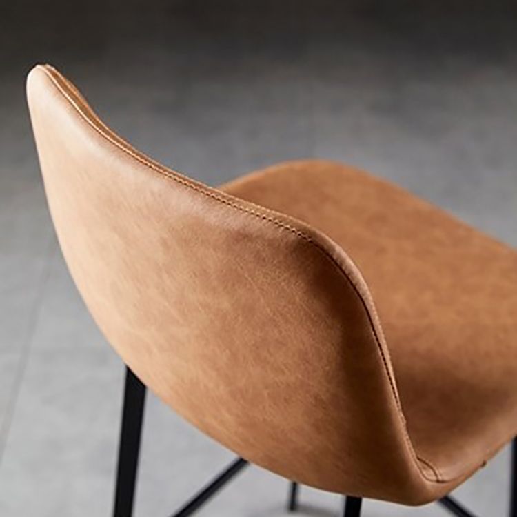 Scandinavian Restaurant Leather Stool Matte Finish Footrest Barstool