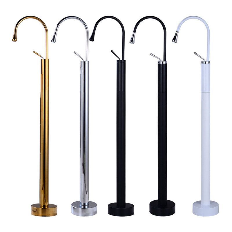 Modern Floor Mounted Single Handle Freestanding Tub Filler Metal Freestanding Faucet