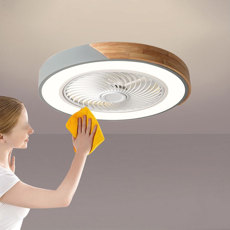 Moderne nordische LED -Makkaron -Flush -Mount -Schmiedeeisenkreisendeckenventilatoren mit Acrylschatten