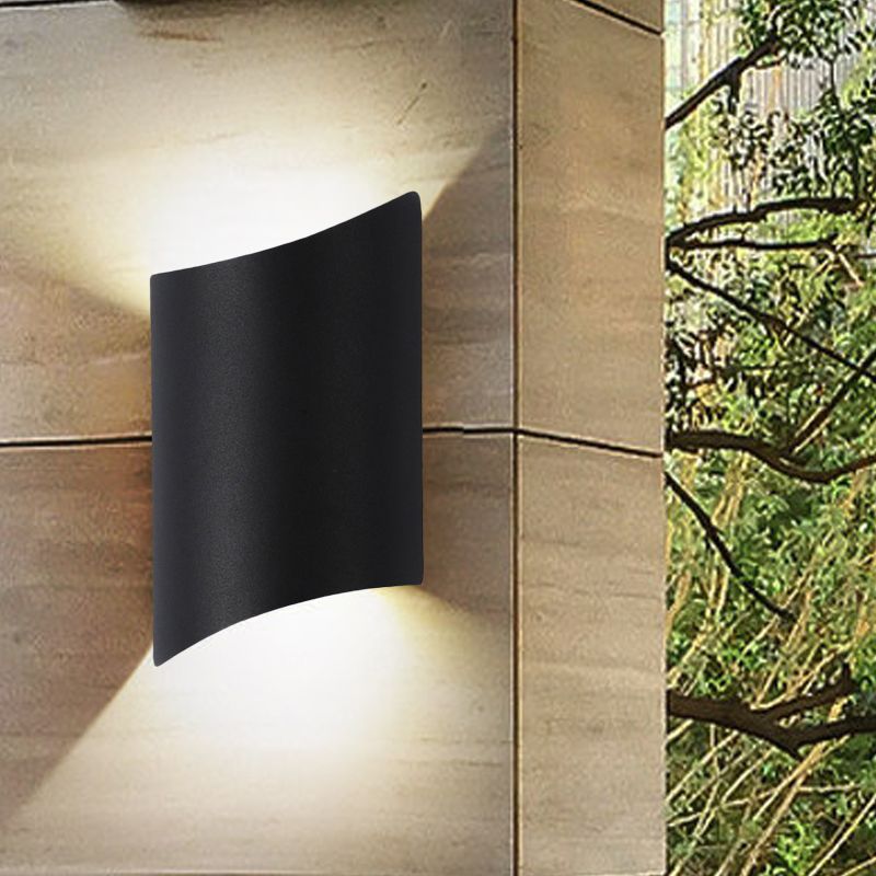 LED Buiten Wall SCONCE Moderne zwarte wandlamp met geometrische metalen schaduw in warm/wit licht