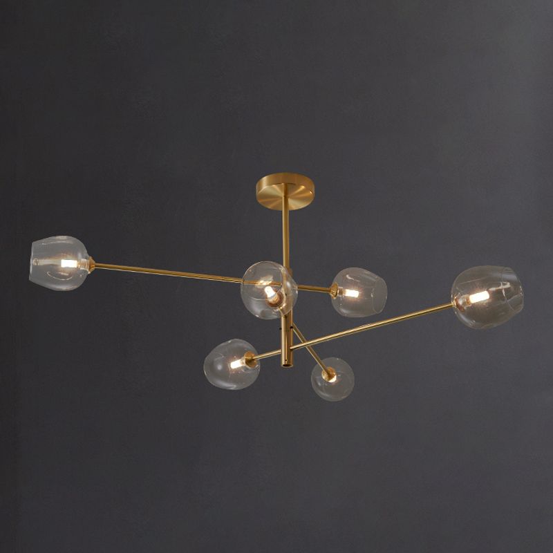 Designer Style Chandelier Light Fixtures Multi-Head Suspension Pendant Lamps with Glass Shade